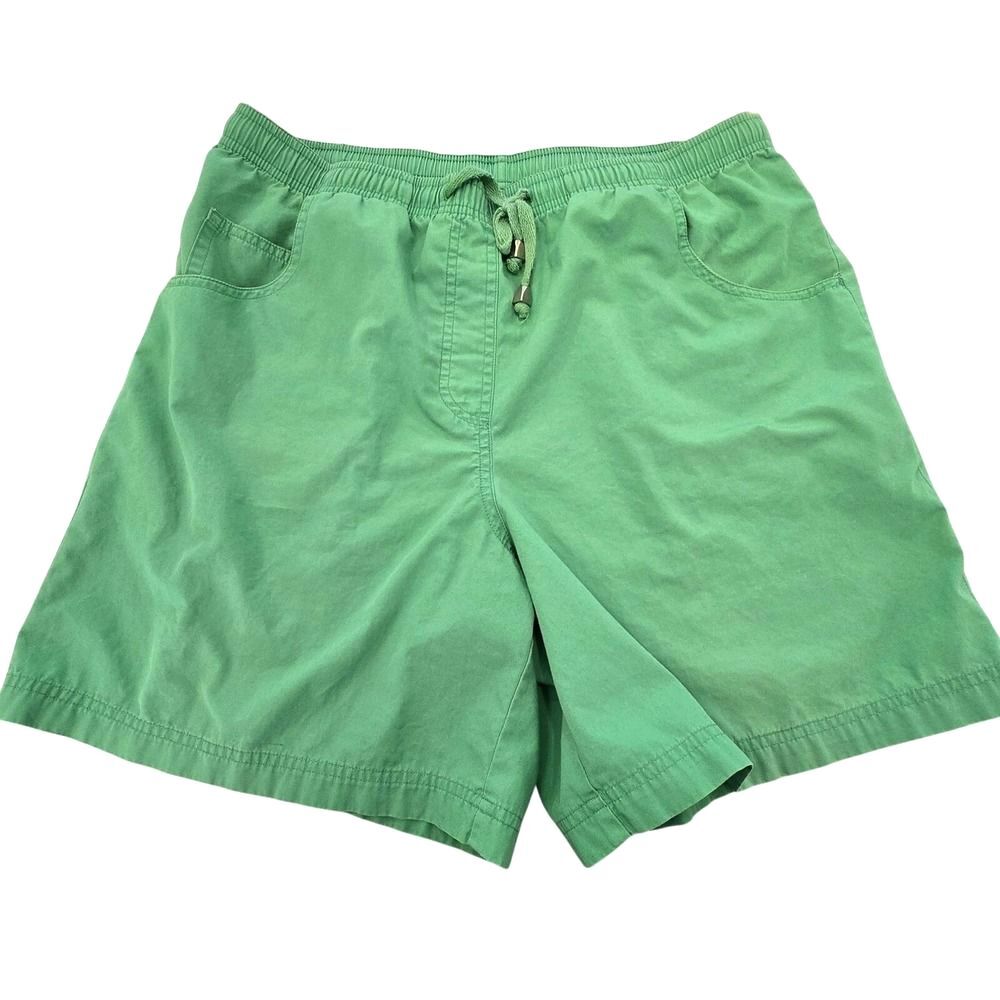 VTG‎ Westbound Shorts Womens Petite Medium Green Elastic Waist Drawstring Cotton